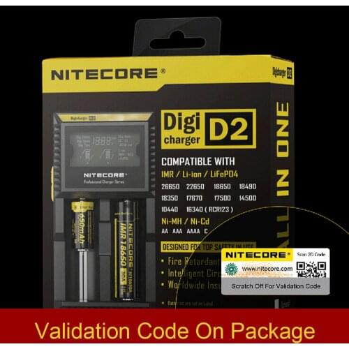100% Original Nitecore D2 Digicharger Battery Charger LCD Display Nitecore Charger for 26650 18650 18350 16340 14500 10440