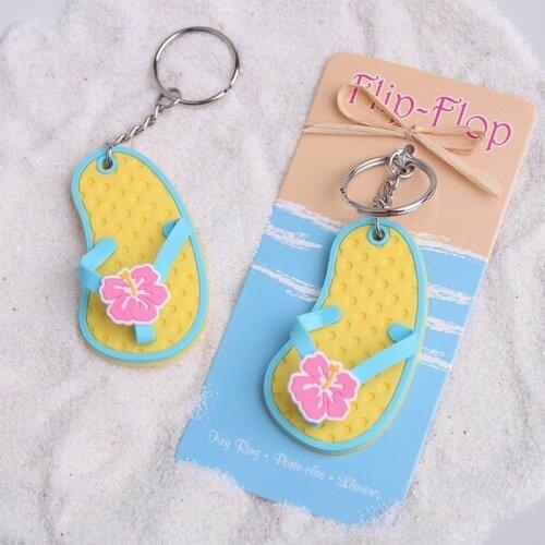 100PCS Wedding Favor Gift "Flip Flop" Decorated Flower Key Ring / Slipper keychain party favor souvenir