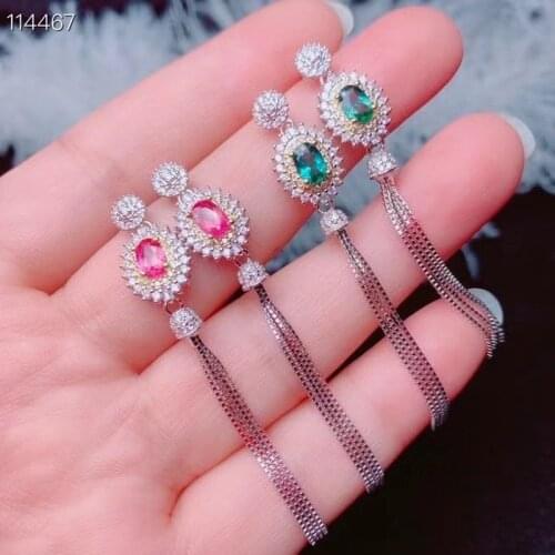 2021 Trendy Fashion Stud Earrings for Women with Natual Tourmaline Jewelry Accessories Girl Gift