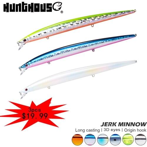 3pcs jerkbait floating minnow hunthouse lure 210mm 34g hard lures saltwater for sea bass hard fake bait fishing lure 2020