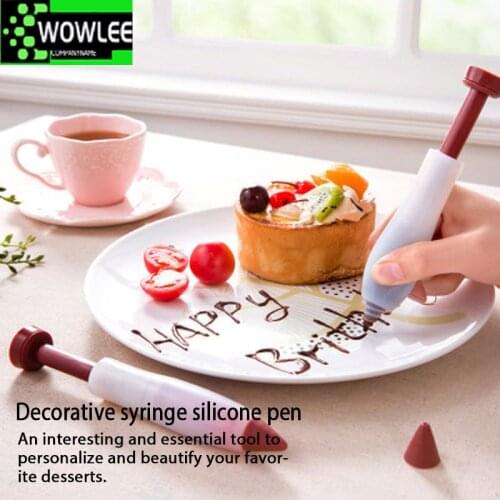 1Pcs Pastry Cream Chocolate Decorating Syringe Silicone Plate Paint Pen Cake Cookie Ice Pens