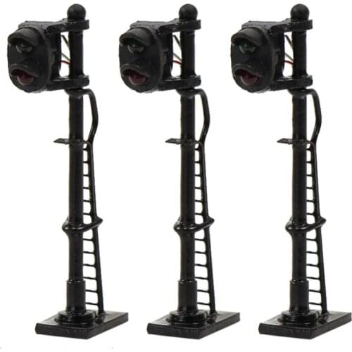 3pcs Model Railway 1:150 Red Green Block Signal Traffic Signals N Scale 3.5cm Traffic Light Black Post with Ladder JTD1508GR
