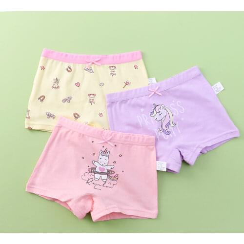 3Pcs Lot 2 To 12 Years Lovely Unicorn Design Shorts Baby Girls Panties Kids Underwear Childrens Briefs ZL85