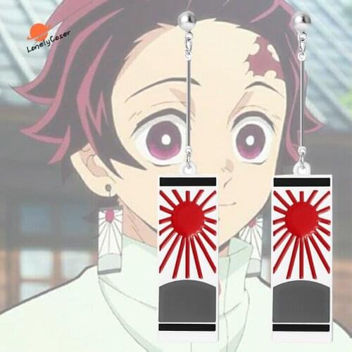 Anime Demon Slayer Cosplay Props Earrings Decor Props Eardrop Ear Clip Gift Halloween Chirstmas Woman Men Jewelry Accessories