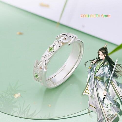 Anime Villain Self-Rescue System Shen Qingqiu Finger Rings Antiquity Yibo Lovings Couple S925 Silver Ring accessories Cosplay