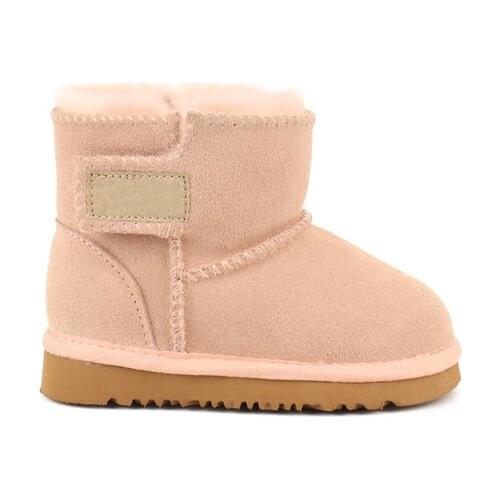 Australian ankle Snow Boots Genuine Leather Boots for Girls Boys Winter Warm Childrens Shoes Plush Fur Convenience Kids shoes