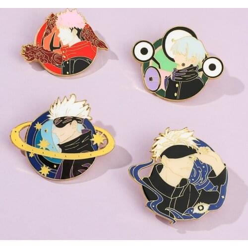 Jujutsu Kaisen Gojo Satoru Cosplay Brooch Animation Metal Brooches Backpack Lapel Badge Pin Props Accessories For Man Woman