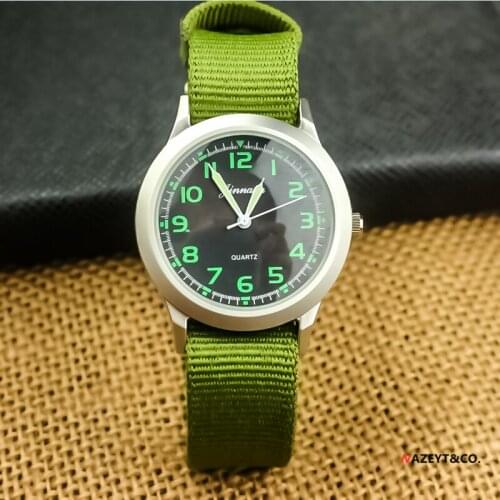 Middle boys girls army sports watch children luminous hands colorful nylon strap quartz watch student clock Reloj de estudiante