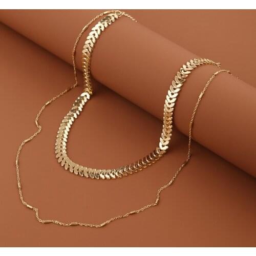 2 Pcs/Set Punk Style Fashion Gold Color Metal Long O-chain Necklaces For Women Snake Chain Chokers Necklace Ladies Party Jewelry