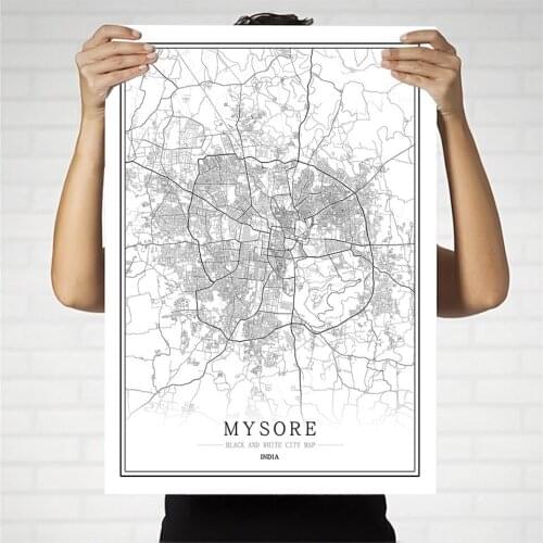 India Black and White City Map Poster Nordic Living Room New Delhi Surat Wall Art Home Decor Canvas Painting Creative gift