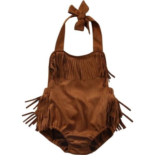 Newborn Baby Girl Tassels Romper Sleeveless Cotton Jumpsuit Kid Clothes Outfit Sunsuit for 0-24Months