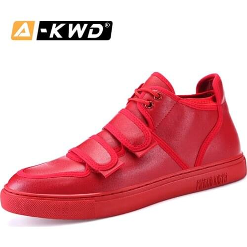 Red Trainers Elevator Shoes for Men Sneakers Luxury Brand Mocasines De Hombre Hook & Loop Men Trainers High Top Men Casual Shoes