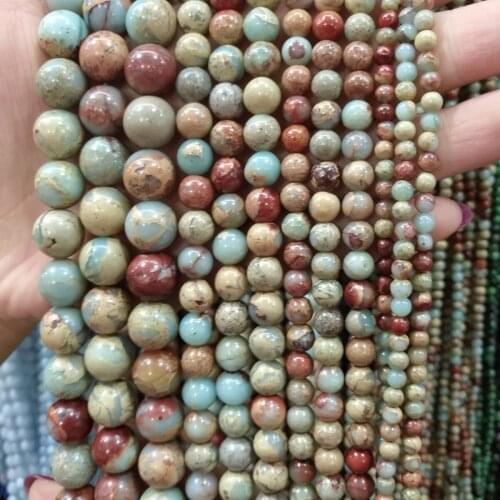 New 4 6 8 10mm Snake Skin Natural Stone Round Loose Gasket Beads for DIY Jewelry Necklace Bracelet
