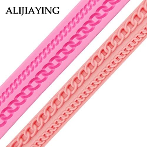 M0295 Long lace Bag Chain Shaped Silicone Mold Cake Decoration Fondant Cake 3D Mould Silicone Mould DIY