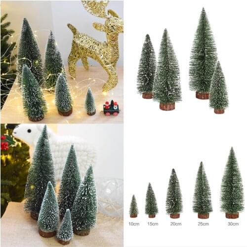 Mini Christmas Snow Tree Miniature Holiday Festival Party Ornament Decor Vintage Home Decoracion Fairy Garden Organizer