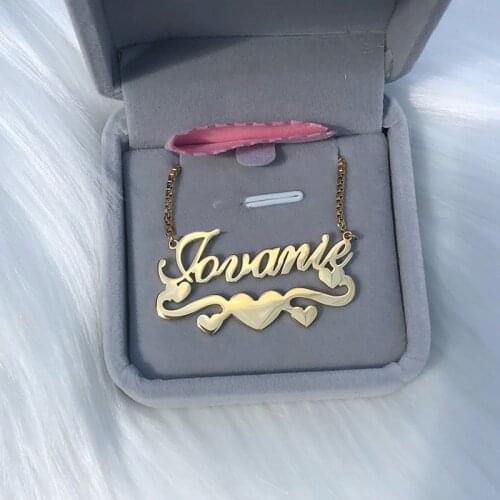 Fashion Ribbon Heart Necklaces For Women Personalized Nameplate Jewelry Stainless Steel Pendant Letter Necklace Special Gift