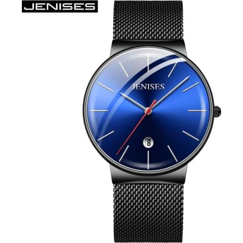 Relogio Masculino Jenises Luxury Brand Analog Quartz Watch Mens Business Blue Wristwatch Display Date Clock Wristwatches