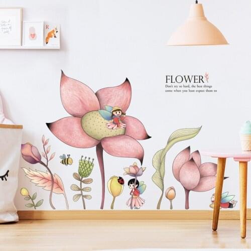 DIY Flowers Wall Stickers VSCO Girl Room Decoration Aesthetic Wallpaper Kids Baby Nursery Bedroom Decals Art Wallstickers Mural