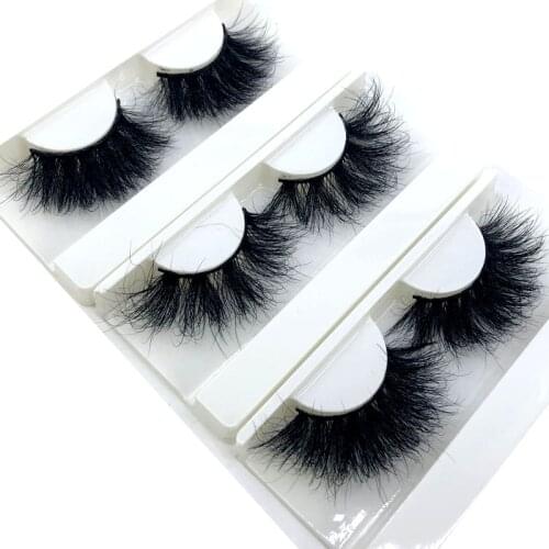 Mink Lashes 25mm Fluffy Messy 3d False Eyelashes Handmade Dramatic Long Natural Lashes 100% Mink Eyelashes Extension Makeup Tool