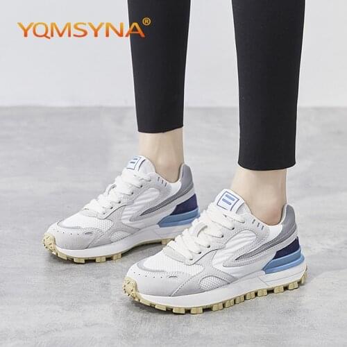 YQMSYNA New Casual Sneakers Fashion Patchwork Lace-up Thick Bottom Increase Shoes Office Commute Non-slip Vulcanized Shoes AS266