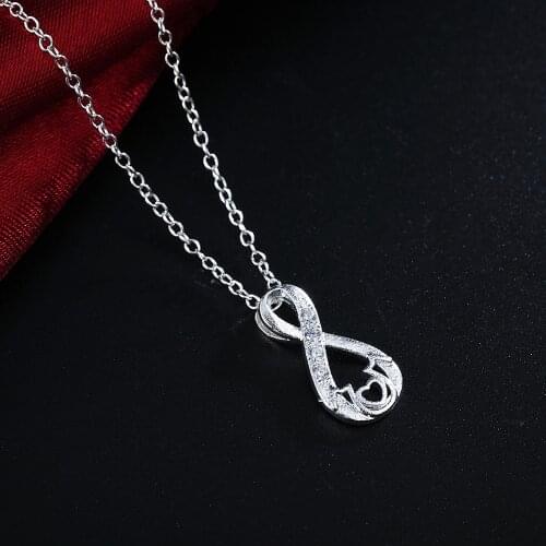 Wholesale 925 Sterling Silver Necklace For Women crystal Elegant MOM Heart Pendant Fashion party wedding Jewelry Holiday gifts