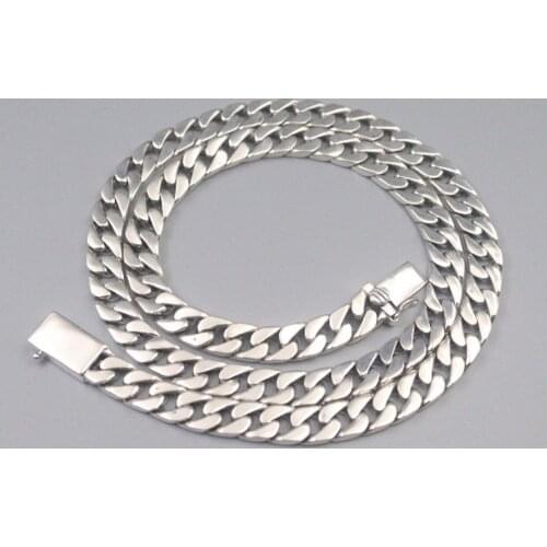 Pure 925 Sterling Silver Necklace Width 8mm Curb Link Chain Necklace 55cm / 90-91g For Man Lucky Gift