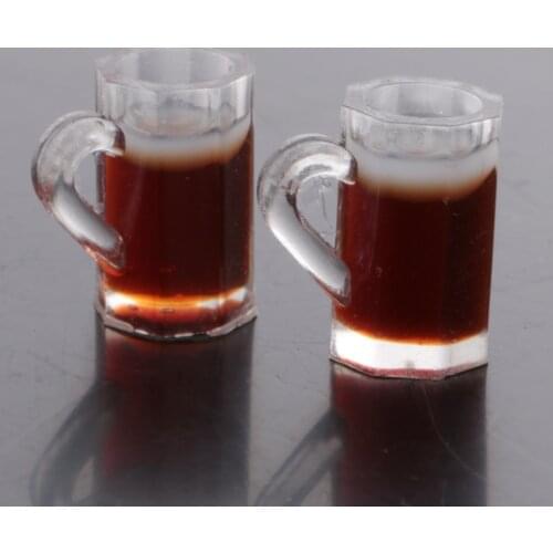 Pair of Plastic Beer Cups for 1:12 Scale Dollhouse Miniature Tableware Doll House Kit Dining Pub Bar Accessory Kitchen Furniture
