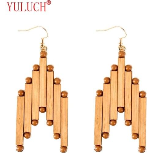 Hot models design Chinese handmade geometric irregular elements zinc alloy inlay bamboo for beautiful woman pendant earrings