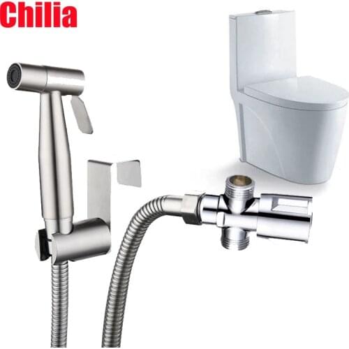 Wc Kruk Bidet Kraan Sproeier Shattaf Hand Held Toilet Spray Bidet T Valve Badkamer Zelfreinigende Wassen Vloer