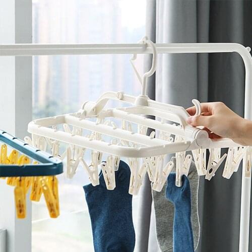 Drying Rack Multifunctional Hanging Balcony With Clip Drying Rack Foldable Household Non-Slip Windproof Hangers