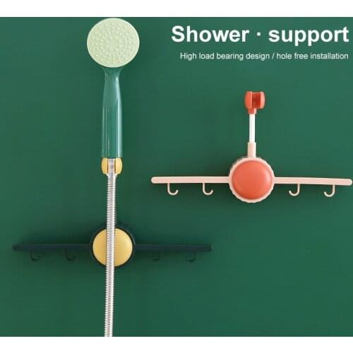 Punch-free Universal Shower Bracket Adjustable Shower Head Shower Fixed Seat Bracket With Hanging Shelf Bathroom Storage Rack