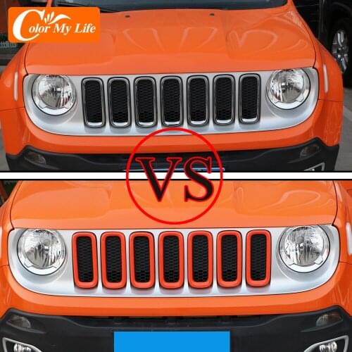 Color My Life 7Pcs/Set Front Grille Protection Cover for Jeep Renegade 2015 - 2019 Protector Grill Circle Trim Accessories