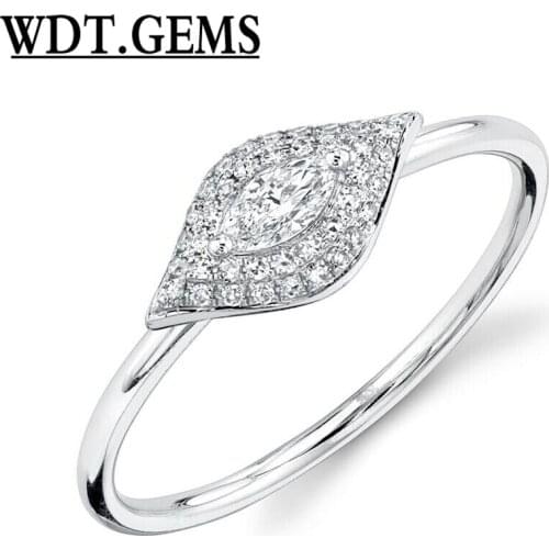 Marquise Diamond Ring 10K White Gold Eye Shape Womens Cocktail Statement 0.21 CT