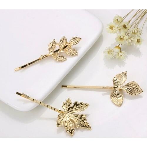 1PC Metal Leaf Shape Hairpins Hair Clip Bride Barrettes Fashion Elegant Bobby Pin Headwear Styling Accessories Tools for Women