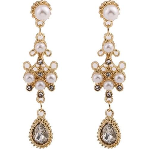 10 pair / lot fashion jewelry accessories metal pearl flower earrings