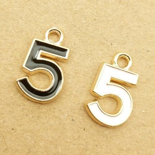 10pcs 8x15mm number five charm enamel charms for jewelry making fashion earring pendant necklace and bracelet charms