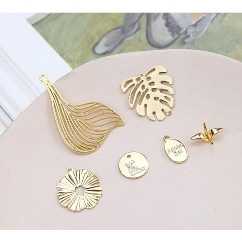 10pcs New Fashion Copper Plating Leaves Mermaid Tail Thousand Paper Crane Cross Earrings For Women Diy Jewelry Accessories