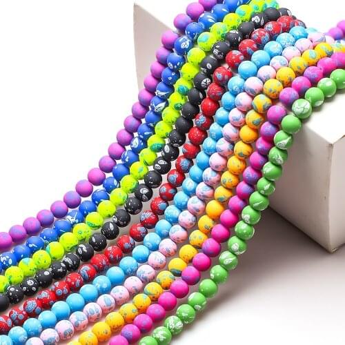 100Pcs/lot Charm Matte Glass Beads 8mm Rubber Neon Round Beaded For Jewelry Making DIY Necklace/Bracelet/Earrings Accessories