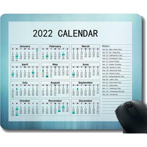 2022 Calendar Mouse Pad with Holidays,Light Lines Stripes Shadow Desktop Notebook Mouse Mat for Working and Gaming