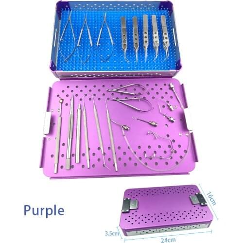 21pcs Eye Cataract Treatment Tools Needle Holder Ophthalmic Instrumnet Autoclavable Tray