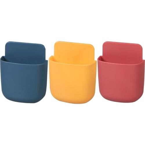 896A Home Wall Mounted Storage Box Phone Charger Remote Control Storage Organizer