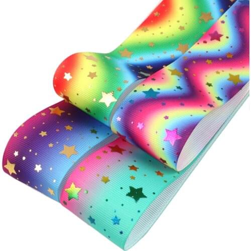 David accessories Multi-size Star Glitter Printed Grosgrain Ribbon Fabric DIY Wrapping/Party/Hair Bow Art Sewing 50y,50Yc9119