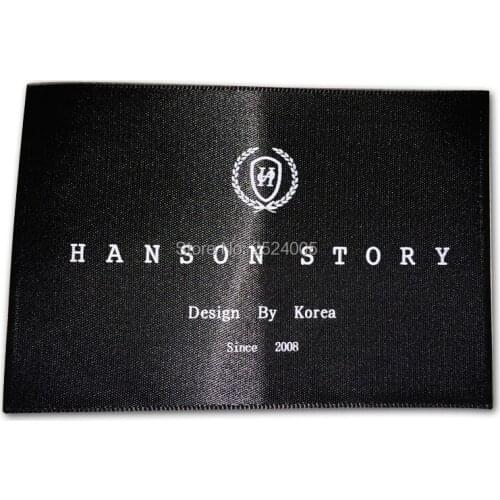 Free shipping customized black satin labels/clothing screen printing tags/wind coat down jacket collar labels/washable labels