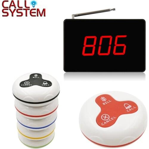 Wireless Table Call Paging System 3-digit Number Display 100% Waterproof Call Bell( 1 display+ 2 call button )