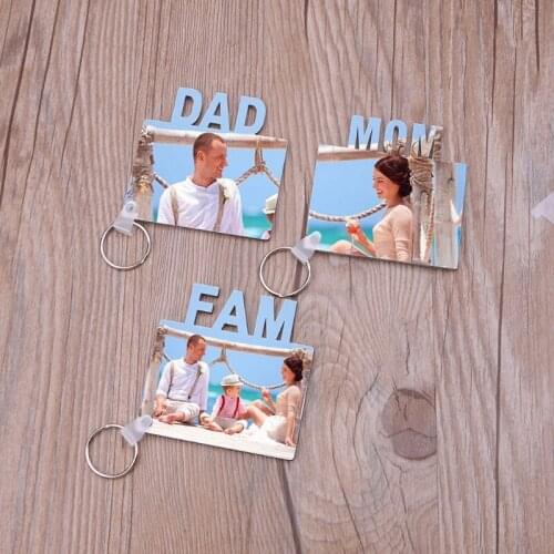 5Pcs Blank Mom Dad Family MDF Keychains Sublimation Heat Transfer Photo Wooden DIY Keychains Keyrings Kit Jewelry Making