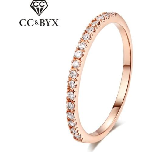 CC Jewelry Fashion Jewelry Rings For Women Simple Design Classic Rose Gold Color Bridal Wedding Ring Engagement Bijoux CC1053
