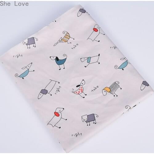 Chzimade 1M Cotton Cartoon Dog Fabric For DIY Handwork Crafts Clothes Quilting Tela Decoration
