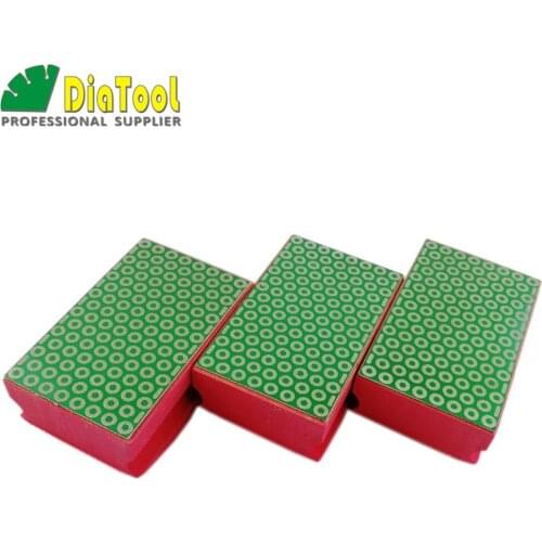 DIATOOL 3pcs G#200 Diamond Hand Polishing Pad Size 90X55MM Foam Backed Electroplated Diamond Grinding Block Professional Quality