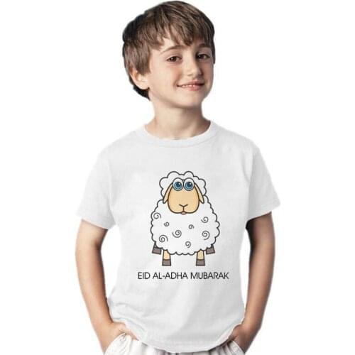 Eid al-Adha Kids Summer Girls&Boys cotton Tee shirt Cartoon Printing Childrens T-shirt Funny Baby Clothes O-Neck short-sleeved