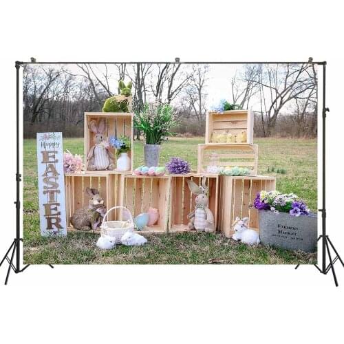 Easter Photography Background Spring Birthday Kids Baby Portrait Photoshoot Backdrop Outdoor Wood Boxes Decoration Back Drops